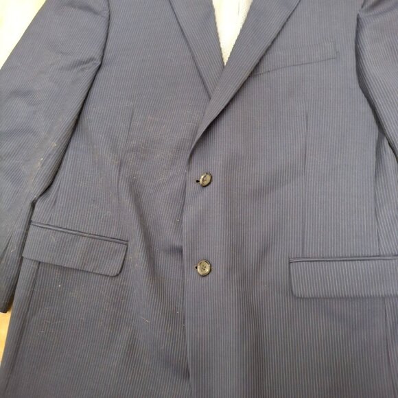 Tommy Hilfiger Mens Navy Pinstripe Suit Jacket Size 44R Two-Button Notch Lapel - Picture 3 of 8